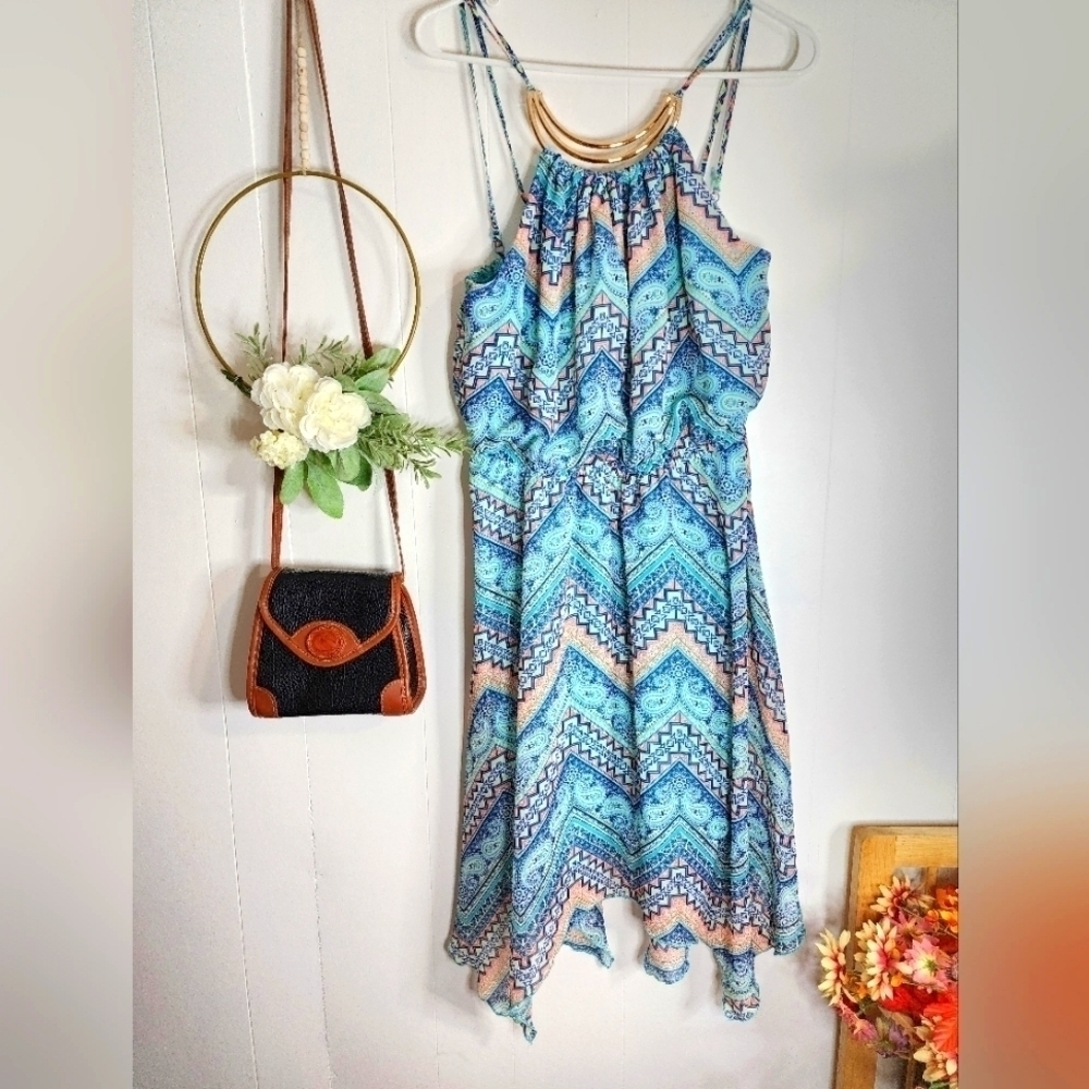 No Boundaries Blue and Pink Mini Dress - Picture 4 of 8